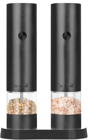Set di macinini elettrici per sale e pepe, ricaricabile, con luce a LED, con macinino automatico regolabile, macinino per sale e peperoncino, per cucina, ristorante