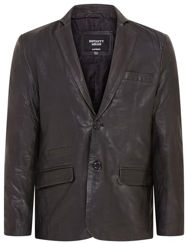 Infinity Leather Blazer de Cuero Para Hombre Suave Cuero Italiano Real Ajustado Chaqueta Abrigo