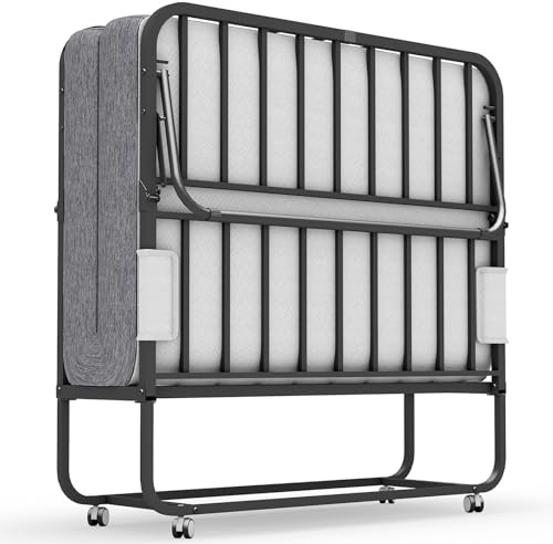 Espsilto 75''x46'' Folding Bed with Mattress for Adults, Large Size Rollaway Folded Bed for Hospital/School/Living Room, Sturdy Frame, Big Space, Comfortable Sleep