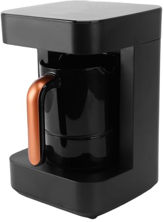 SENECESLI Türkische Kaffeemaschine Maschine Elektrisch, Eingebauter Milch Frother, 7 Tassen, 600W, Temperaturkontrolle LCD -Touchscreen und 11 Heizmodi für Heimreise, Tragbarer Heißer (EU-Stecker)