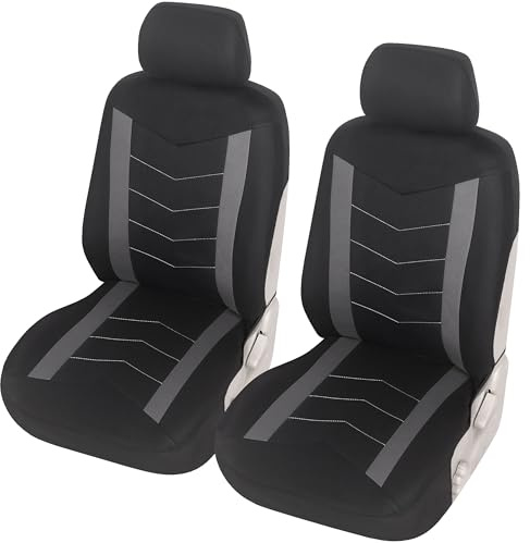 Upgrade4cars Coprisedili Auto Anteriore Universali Nero Grigio | Set Copri-Sedile Universale per Guidatore e Passeggero