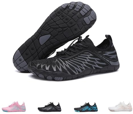 GemChve Scarpe da Scoglio Uomo Scarpette da Scoglio Donna Scarpe Barefoot Spiaggia Surf Bagno Sport Outdoor Traspirante Asciugatura Rapida Antiscivolo Black 37EU