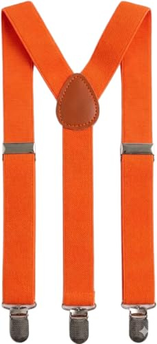 OUTLETISSIMO® Bretelle Arancio Arancioni Elasticizzate Regolabili a Y con Clip Metalliche – Accessorio Elegante per Uomo, Donna e Bambino