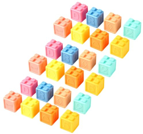 carotoe Blocs d ' activités familiales de de 18 Mois, Grands Cubes empilables, Ensemble de Lettres et de Chiffres en Forme de Couleur pour Les Routines d ' Apprentissage guidées en intérieur