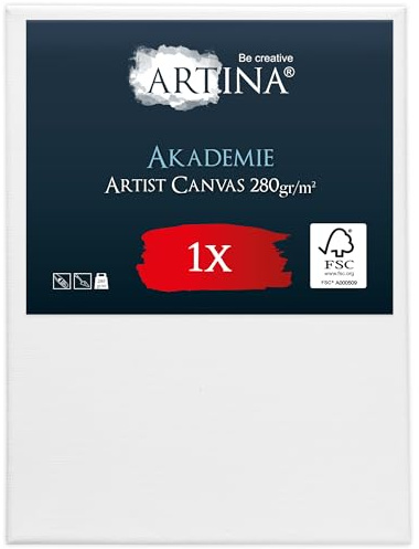 Artina Canvas Toile Peinture 30x40 cm – Tableau Peinture Châssis Entoilés en Bois FSC© – Tableau a Peindre Blanche 100% Coton 280g/m² – Toiles à Peindre Stable Akademie