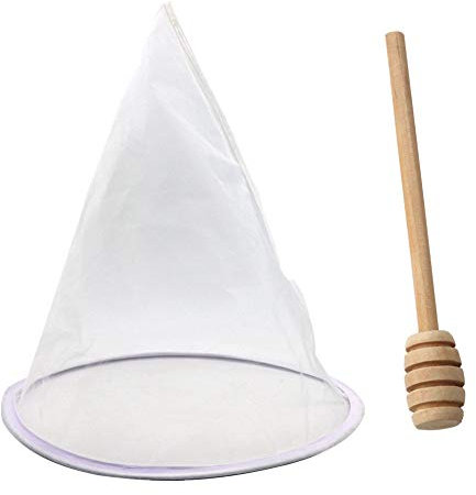 PROBEEALLYU honigfilter sieb Honigfilter-Netz, Honigfilterkegel Netz Bienenzucht Ausrüstung Werkzeug Feinmaschiges honigsieb mit Metallkreis für Honig-Extraktion, Geschenk-Honig-Stift inklusive