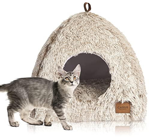Cama para Gatos CATISM, Cama Caliente con Almohadas Blandas extraíbles y Lavables (40 x 40 x 40 cm), Adecuada para Gatos de Interior o pequeños Cachorros en hogares de acogida