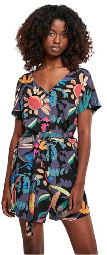 Urban Classics Damen Ladies Short Viscose Belt Jumpsuit blackfruity, 5XL