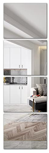 PETAFLOP 4PCS 27x35 cm Mirror Tiles Full Length, Self Adhesive Wall Mirrors for Home Gym Bedroom Living Room Dorm