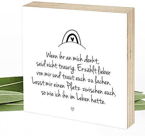 Wunderpixel® Holzbild Platz zwischen euch - Andenken an Verstorbene - 15x15x2cm zum Hinstellen/Aufhängen Fotodruck mit Spruch auf Holz - Wand-Bild Aufsteller - zur Erinnerung als Trost-spender