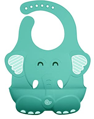 Sichy Silikon Baby Lätzchen für Babys-Kleinkinder, BPA Free Unisex Soft Adjustable Fit Silikon Fütterung Lätzchen mit Food Catcher Tasche, Unisex, Non Messy (grün)