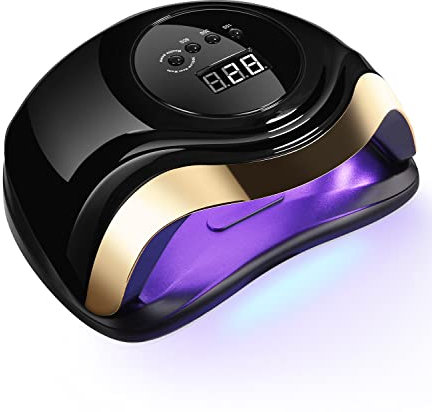 Birshe Gelnägel Lampe UV LED,168W Professionelle Nageltrockner Lampe UV Lampe Nägel für Gel Nagellack Tragbarer Nageltrockner mit 10/30/60/99s Timer Sensor LCD Display