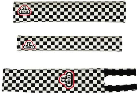 SE Racing CHECKERBOARD 3 Piece vinyl BMX Bicycle Padset - BLACK/WHITE