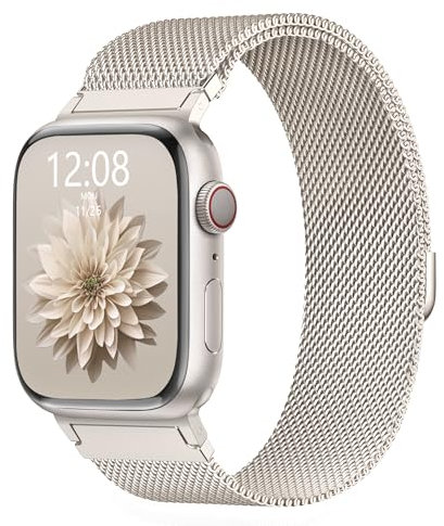 AMSKY Original Boucle Milanais Magnétique Compatible avec Bracelet Apple Watch Se 40mm 44mm 46mm 45mm 42mm 41mm 38mm 49mm, Aimantée Acier Inoxydable Métal pour iWatch Se Ultra Serie 10 9 8 7 6 5 4 3 2