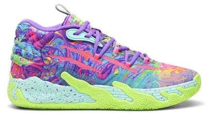 PUMA MB.03 Be You Men's Basketball Shoes, Purple Yellow Pink, 9 UK