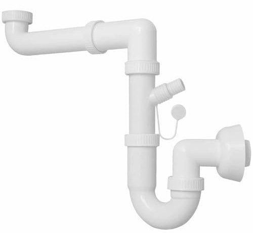 Schläfer 4395025 | Sifone Universale 11/2 per lavelli - Uscita diam 40mm, Set Sifone a S in Plastica, Scarico Lavandino Autopulente Salvaspazio per Lavello Singolo con Attacco Lavastoviglie Lavatrice