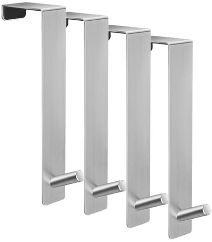 ARTOYS Edelstahl Türhaken zum Einhängen, 4er Set – 4 cm Breite, 17,7 cm Länge – Schwerlastfähig, Schaumstoffschutz, Bohrfrei – Perfekt für Türen, Kleidung, Taschen & mehr