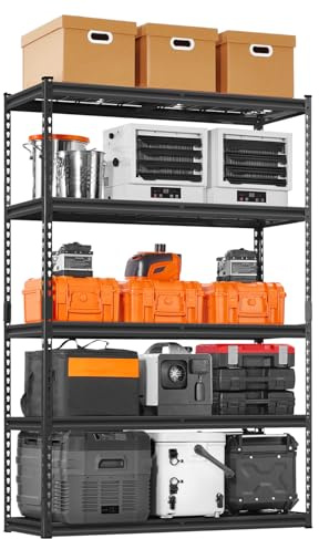 VEVOR Scaffale Portaoggetti Carico Totale max. 1134 kg Scaffale con 5 Ripiani per Garage Ripiani in Metallo Regolabili 457,2 x 1219,2 x 1828,8 mm Ripiano Portaoggetti da Cucina, Magazzino Officina