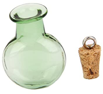 DECHOUS Mini Bottiglia Dei Desideri in Vetro Tappo Di Sughero, Bottiglia Di Vetro Verde Per Pendenti e Decorazioni, Set Da 10 Pezzi Per Fai Da Te e Regali Creativi