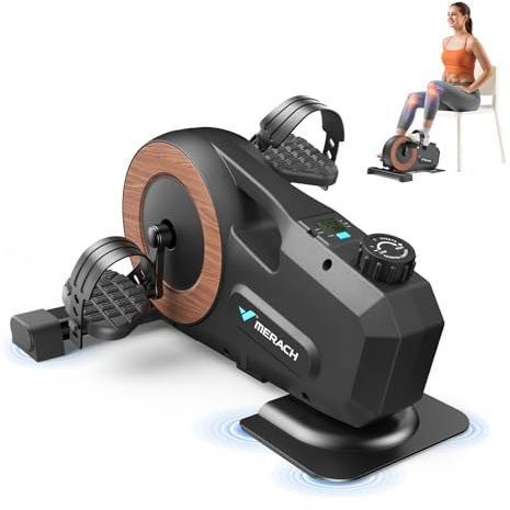 MERACH Under Desk Bike Elliptical Machine for Home, Pedal Exerciser with 8-Level Magnetic Resistance, LCD Display & Anti-Slip Base, Eco-Friendly Portable Cross Trainer for Office, Home, or Rehab