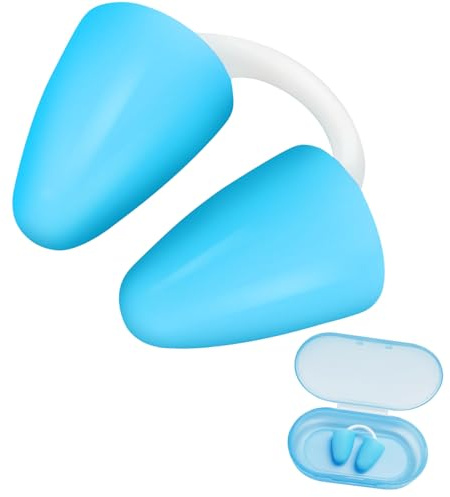 YEAMLTE Nadar Nariz Plug, Pinza Nariz Natación Adulto Niños, Pinzas Natacion Nariz, Protector Nariz Silicona Tapón Nariz, Clip de Nariz para Natación con Caja, para Principiantes (Azul, para niños)