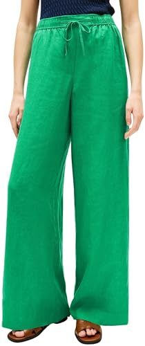 Tommy Hilfiger Pantalón de Tela Mujer Linen Pull On Pants Relaxed Fit, Verde (Courtside Green), M