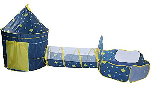 Akozon Akozon 3 en 1 Piscina de Bolsas para la Tienda Infantil y Túnel de Rastreo con Diseño de Cielo Estrellado-Divertin Playhouse para Que los Niños Exploren, Lean y Jueguen