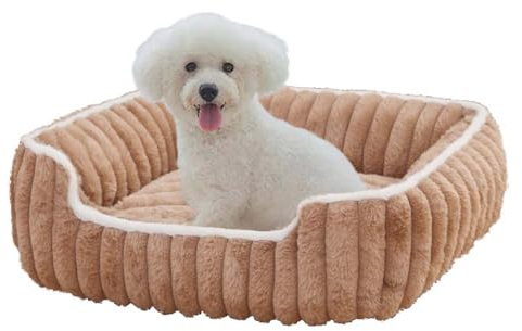Grand lit orthopédique lavable pour chien, chat, chaton et chiot avec fond antidérapant (marron, 80 x 65 x 15 cm)