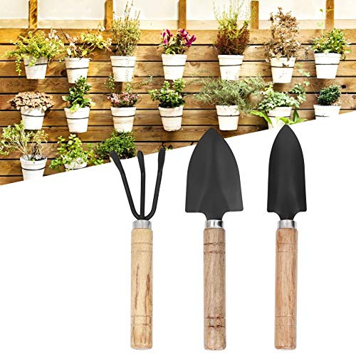 Hamwesh Mini Trädgårdsredskapsset, Praktisk Liten Spadekratta för Blomkrukor, Plantering för Vuxna och Barn, Metall, 3 St