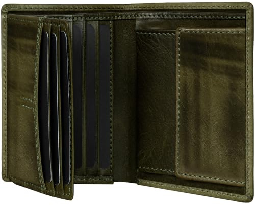 Fa.Volmer ® Geldbörse aus Echtleder | RFID-Schutz | 9 Kartenfächer + Münzfach | inkl. Geschenkbox | VO47 (Hunter Green)