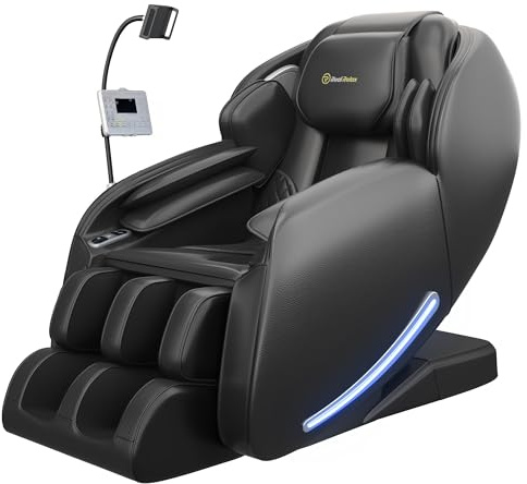Real Relax 2026 Full Body Massage Chair,Zero Gravity SL-Track Shiatsu Massage Recliner with Upgraded Phone Holder,Child Lock, Pause Button and LED Lights,Favor-06 Black