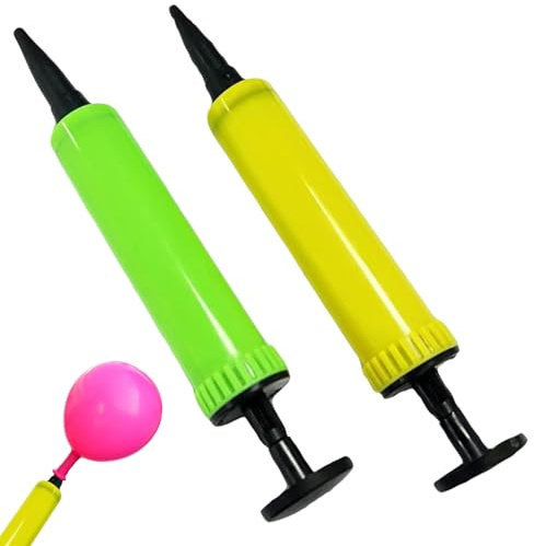 Balloon Pump,2 Pcs Balloon Pump Hand for Party Decorations,Yellow and Green | Portable air pump is convenient to carry,T-shaped push-pull handle,Suitable for birthday parties,weddings and celebrations