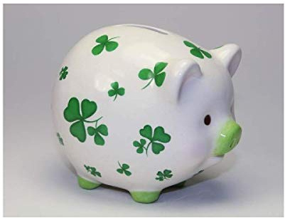 Cosmos Gifts Shamrock Piggy Bank, Green (20894) Small