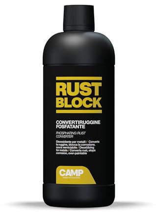 CAMP Rust Block Convertiruggine Fosfatante - Convertitore Ruggine ad Azione Disossidante e Lucidante, Antiruggine Pronto all'Uso ad Alta Impermeabilità, Ripristina Superfici in Ferro e Acciaio, 300 ml