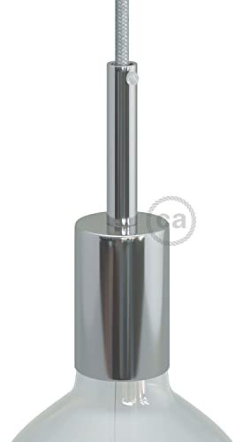 creative cables - Kit portalampada E27 cilindrico in Metallo con serracavo da 7 cm - Cromo