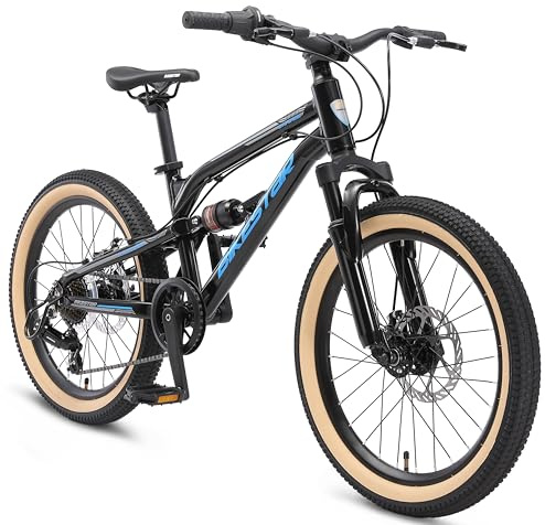 BIKESTAR VTT Vélo Tout Terrain Tout Suspendu pour Enfants de 6 Ans | Bicyclette 20 Pouces 7 Vitesses Shimano, Freins Disque | Vert