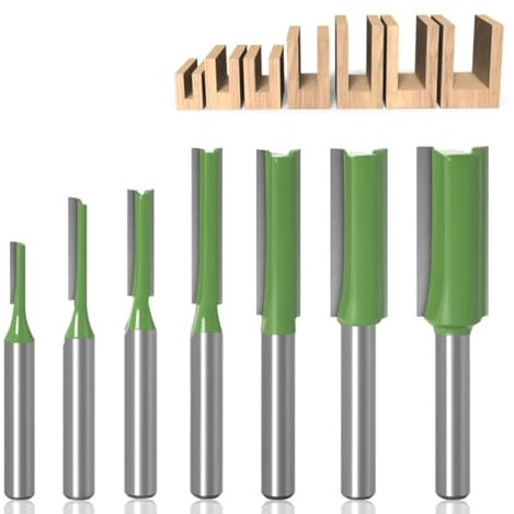 WHC 7 Stück Nutfräser 6mm Schaft, Gerade Fräser Set, Oberfräser Nutfräser, Holzfräser für Oberfräse, Schaftfräser Holz, Holz Fräser Router Bit, 3-12mm Holzfräser Oberfräser, zum Nuten Von Holz