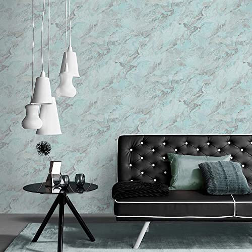 Erismann 10318-18 Papier peint intissé effet marbre métallique Bleu/blanc/argenté