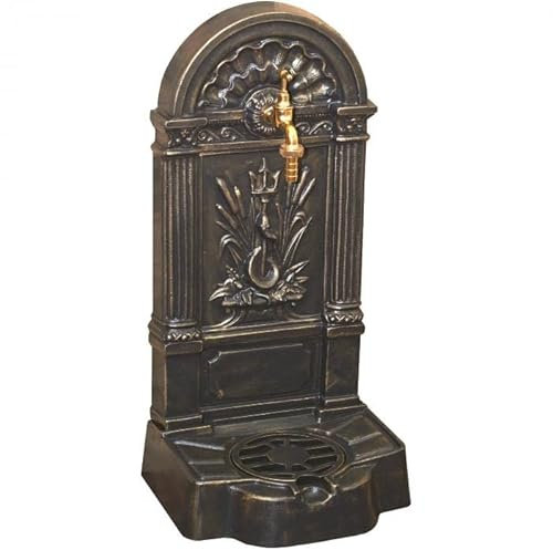 MetallWeb® Gartenbrunnen, Wandbrunnen Firenze, in unterschiedlichen Farben (Schwarz - Patina Gold)