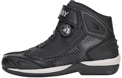 FAST WAY City 1 Motorrad Schuhe Herren & Damen, CE Zertifizierte Motorradschuhe, Motorradstiefel mit Schnürrad, Motorrad Stiefel mit TPU Schleifkante & Schalthebelverstärkung, Größe 43