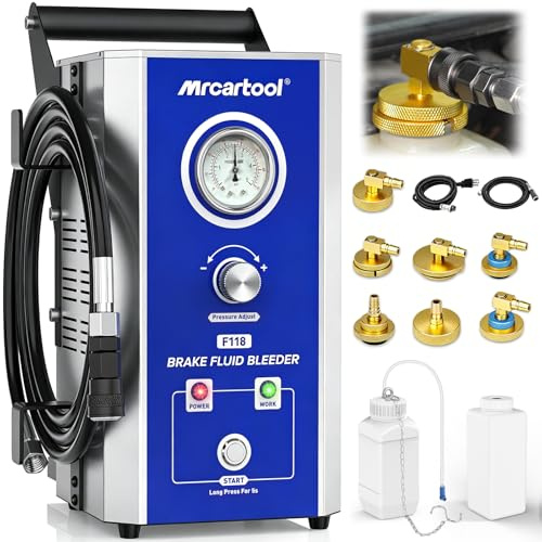 PARAOUTIL Spurgo Freni Auto Elettrico, 110V/220V Dispositivo di Spurgo Freni 0~3 Bar con 7 Adattatori per Pompe Freno Kit Spurgo Freni Auto con modalità Lenta e Veloce