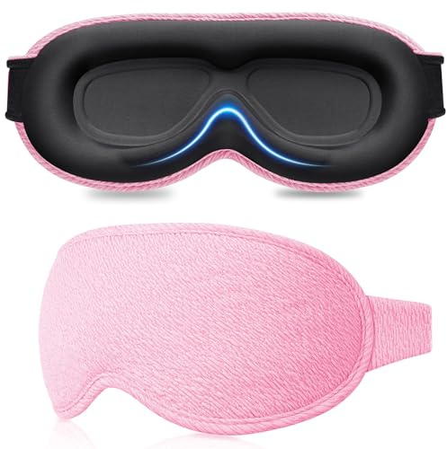 Gritin Anti-Ljus Sovmask för Kvinnor och Män - Utan Ögontryck Ögonmask | Ergonomisk Design 3D Utskärning, Vänlig Ögonrörelse, Justerbar Rem, Ultra Mjuk och Bekväm Sömnmask för Tupplur/Resesaker