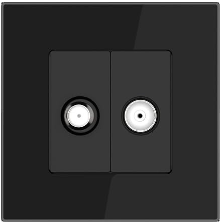 PULSAR Antennendose für Sat Kabelfernsehen Scwarz Glas, TV-Dose Unterputz Kabel/SAT Anschlussdose, Satellitenkabel Dose mit Glasrahmen