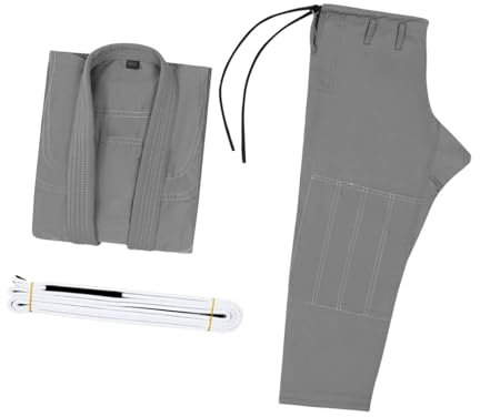 Ronyme Brazilian Jiu Jitsu Gi Anzug Kampfsport Kleidung Hose Jacke Grappling Uniformen, Grau