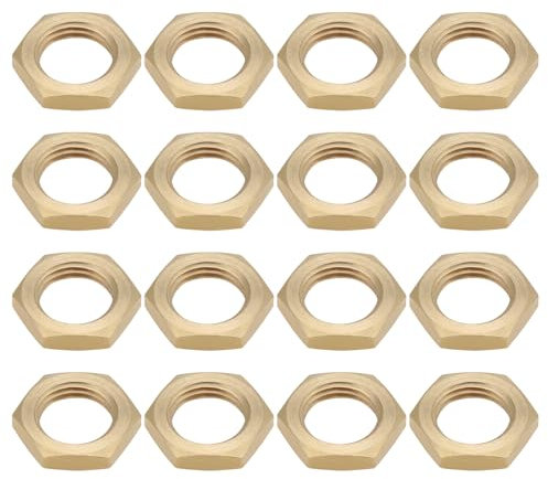 Be In Your Mind 30 Uds Tuerca Hexagonal de Latón M10 X 1,0mm Tuerca de Bloqueo de Rosca Hembra Tuerca de Bloqueo Hexagonal para Lámpara Eléctrica/portalbombillas 3mm de Espesor
