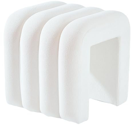 Zedelmaier Hocker mit Holzfüßen – Weißer Sitzhocker, Fußhocker, Sitzwürfel & Pouf für Wohnzimmer, Schlafzimmer, Eingangsbereich (Weiß)