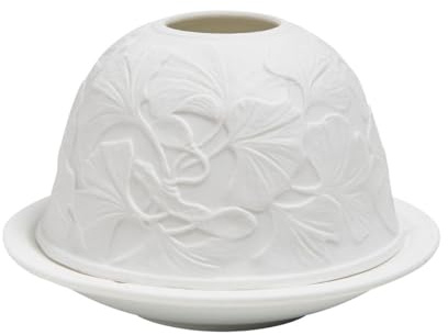 Photophore lithophanie Feuillage en Biscuit de Porcelaine