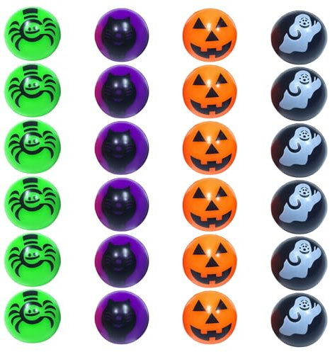 DVOFU 24Pieces Halloween Bouncy Balls Horror Props Toy Assorted Colourful Bouncy Balls Halloween Stocking Filler Gift for Adult
