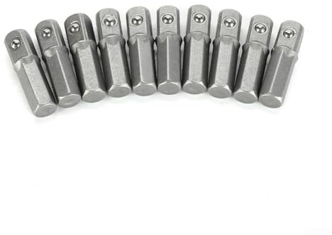 Stecknuss-Adapter, 1/4-Zoll-Sechskantschaft auf 1/4-Zoll-Vierkantantrieb, 25 mm lang, Chrom-Vanadium-Stahl für Elektrowerkzeuge, 10 Stück