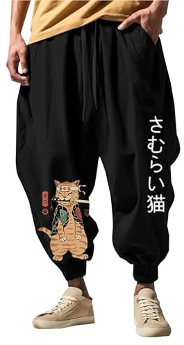 Pantaloni Harem Da Uomo Leggero Hip-Hop Casual Pantalone Lungo Giapponese Comodo Estivi Pantaloni a Gamba Larga Streetwear Cotone Harem Pantaloni Yoga Traspiranti Con Tasche Hippies Sweatpants